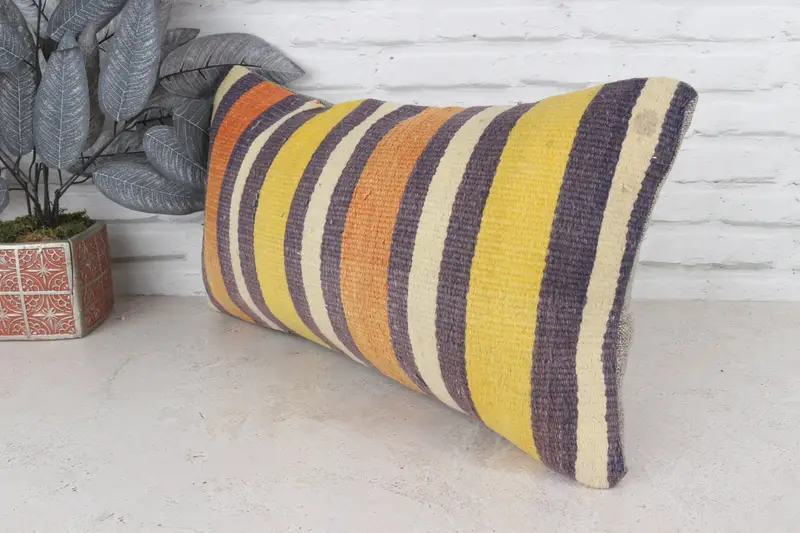12x24 Yellow Pillow Sham, Ethnic Cushion, Cotton Cushion, Cushion Cover, Vintage Kilim Pillow, Boho Pillow, Vintage Pillow - 4