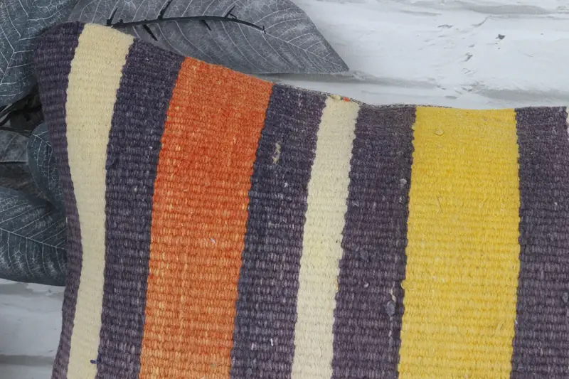 12x24 Yellow Pillow Sham, Ethnic Cushion, Cotton Cushion, Cushion Cover, Vintage Kilim Pillow, Boho Pillow, Vintage Pillow - 2