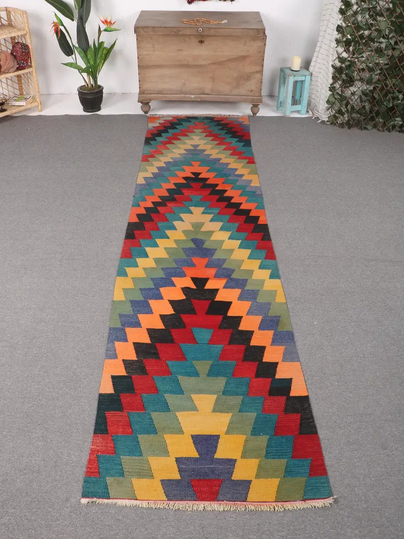 Rainbow Abstract Rug, 2,7x10,6 ft Vibrant Decor