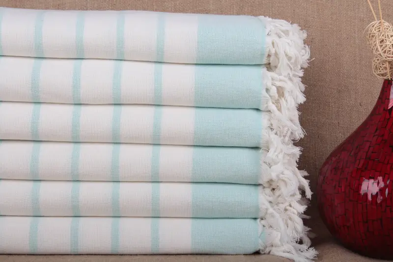 Beach Towel Organic Cotton Striped Beige, 39x67 Inches