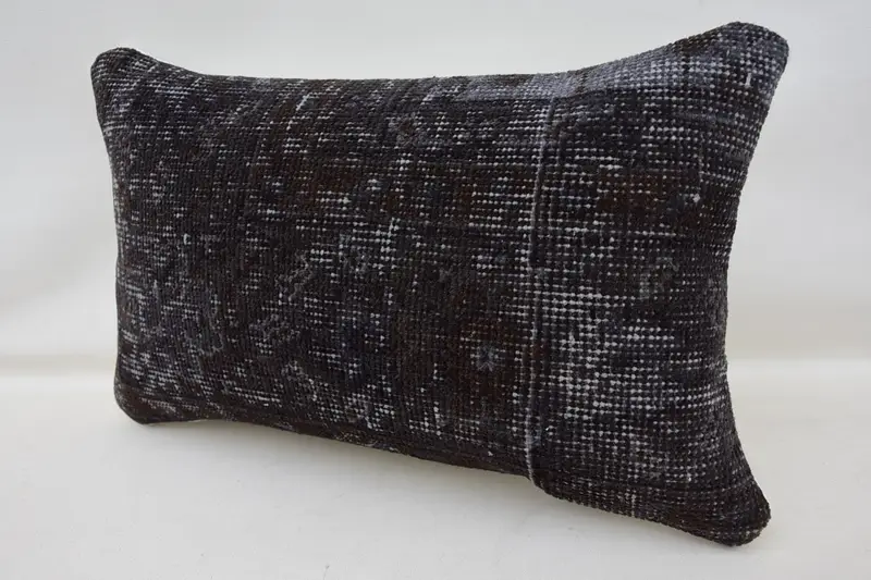 Ethnical Kilim Rug Pillow, 12x20 Gray Cushion Case, Vintage Kilim Throw Pillow, Crochet Pattern Pillow Sham, Pillow, Kilim Cushion Sham - 3