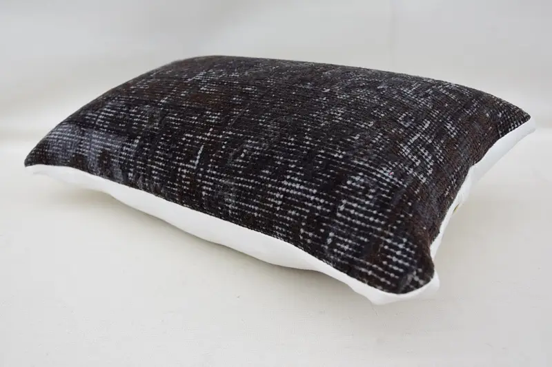 Ethnical Kilim Rug Pillow, 12x20 Gray Cushion Case, Vintage Kilim Throw Pillow, Crochet Pattern Pillow Sham, Pillow, Kilim Cushion Sham - 6