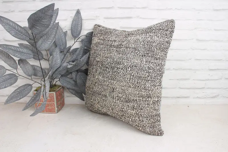 Vintage Kilim Pillow, Turkish Kilim Pillow, Boho Pillow, Ethnic Pillow Cover Pillow Sham, Bolster Pillow Sham, 18x18 Brown Pillow Case, Pillow Sham - 4