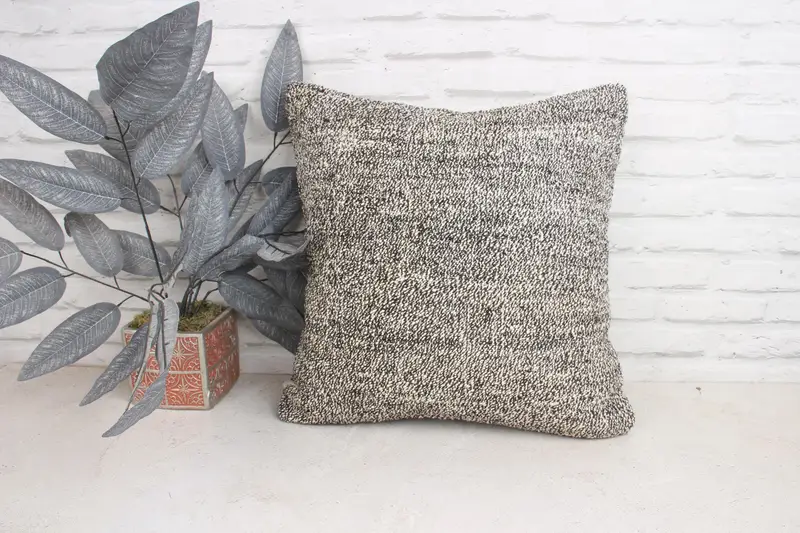 Vintage Kilim Pillow, Turkish Kilim Pillow, Boho Pillow, Ethnic Pillow Cover Pillow Sham, Bolster Pillow Sham, 18x18 Brown Pillow Case, Pillow Sham - 1