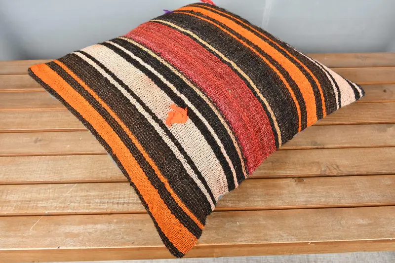 Throw Kilim Pillow, Bed Cushion Case, Pillow Sham, 18x18 Red Pillow, Kilim Cushion Sham, Vintage Pillow, Hippie Throw Pillow, Christmas Pillow Case - 2