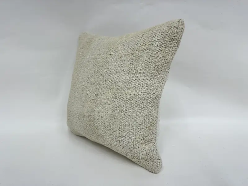 Indoor Cushion, Turkish Kilim Pillow, Boho Pillow Sham Cover, Handmade Kilim Cushion, 14x14 White Cushion Cover, Cushion Case, Anatolian Pillow - 4
