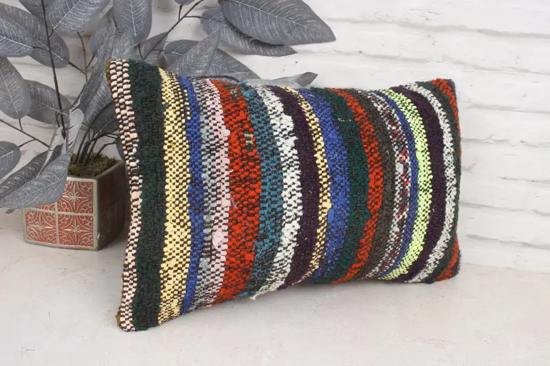Pillow for Couch, 12x20 Red Cushion Cover, Colorful Pillow Case, Kilim Pillow Cover, Rustic Cushion Cover, Antique Pillows, Cushion Cover - 3