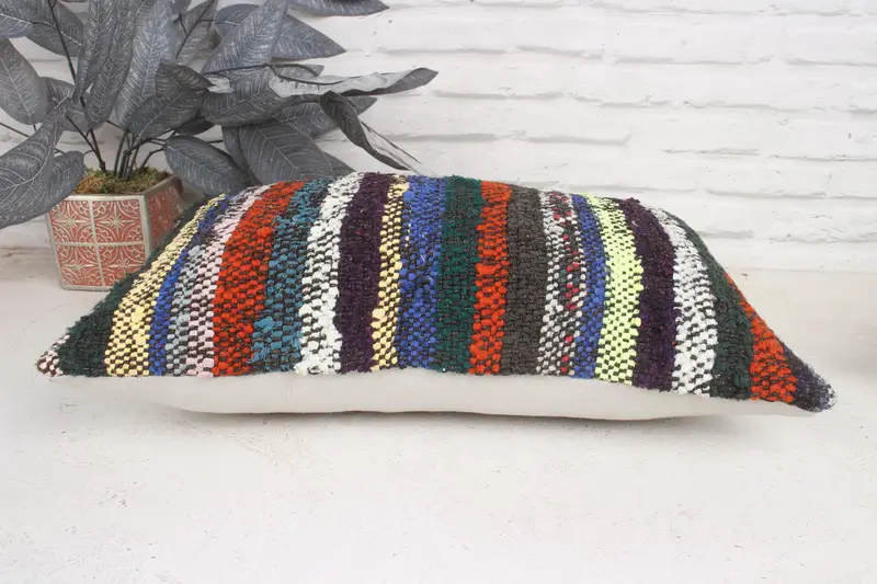 Pillow for Couch, 12x20 Red Cushion Cover, Colorful Pillow Case, Kilim Pillow Cover, Rustic Cushion Cover, Antique Pillows, Cushion Cover - 5