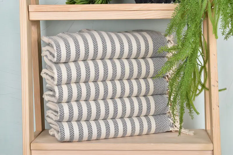 Personalized Turkish Towel Chevron Dark Gray, 40x71 Inches