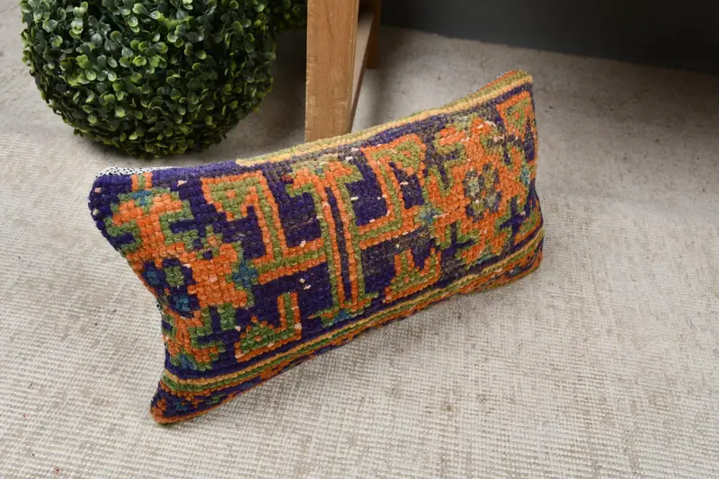 Cushion, 8x16 Blue Cushion, Turkish Kilim Pillow, Living Room Throw Cushion, Handmade Kilim Cushion, Kilim Pillow Cover, Cozy Throw Cushion - 7
