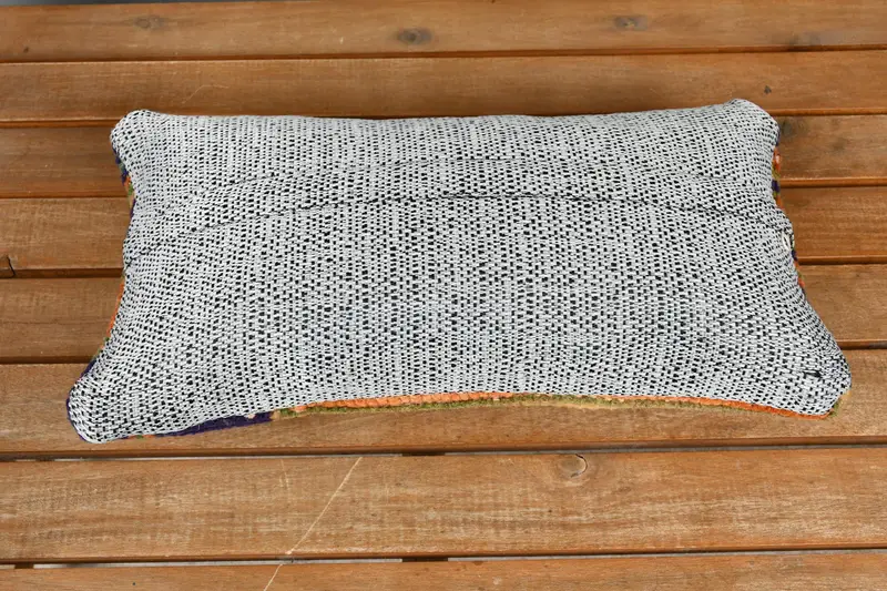 Cushion, 8x16 Blue Cushion, Turkish Kilim Pillow, Living Room Throw Cushion, Handmade Kilim Cushion, Kilim Pillow Cover, Cozy Throw Cushion - 5