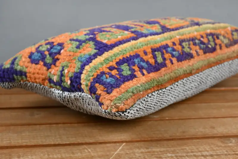Cushion, 8x16 Blue Cushion, Turkish Kilim Pillow, Living Room Throw Cushion, Handmade Kilim Cushion, Kilim Pillow Cover, Cozy Throw Cushion - 2