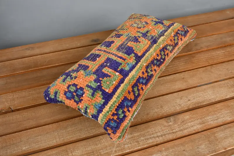 Cushion, 8x16 Blue Cushion, Turkish Kilim Pillow, Living Room Throw Cushion, Handmade Kilim Cushion, Kilim Pillow Cover, Cozy Throw Cushion - 3
