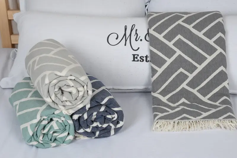 92x64 Cotton Geometric Towel, Boho Throw Blankets, Gift For The Home, Custom Wedding Gifts, Turkish Cotton Throw Blanket, Bachelorette Party Favors - 8