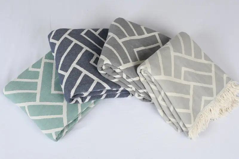 92x64 Cotton Geometric Towel, Boho Throw Blankets, Gift For The Home, Custom Wedding Gifts, Turkish Cotton Throw Blanket, Bachelorette Party Favors - 2