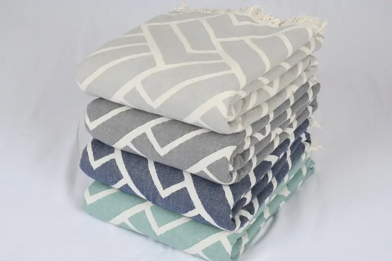 92x64 Cotton Geometric Towel, Boho Throw Blankets, Gift For The Home, Custom Wedding Gifts, Turkish Cotton Throw Blanket, Bachelorette Party Favors - 1