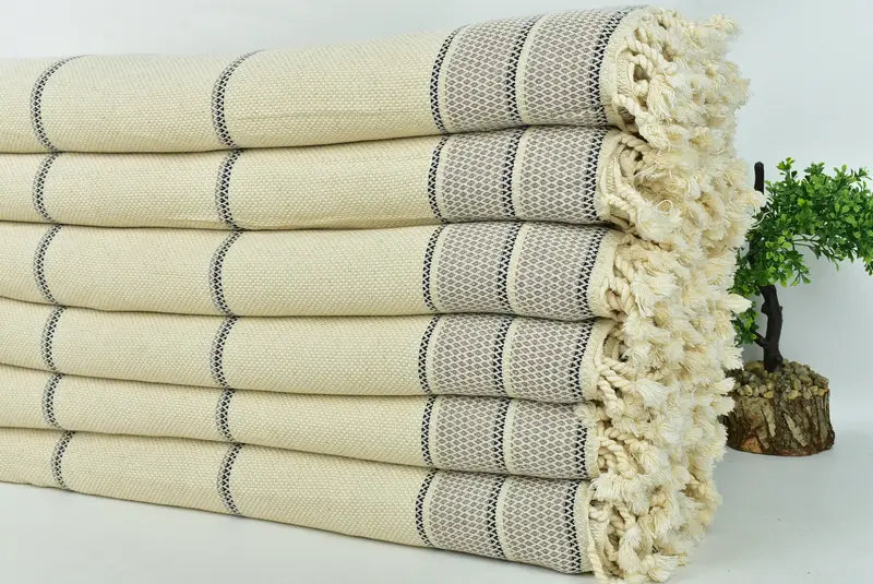 Gifts For Him, Turkish Towel Blanket, Decorative Blanket, Bridesmaid Gifts, Turkish Throw Blanket, 104x96 Cotton Striped Towel, Turkish Blanket - 3