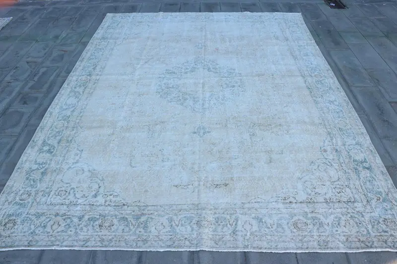 Zarif Bej ve Kahverengi Halı, 9,2x12 ft Hayvan Baskı