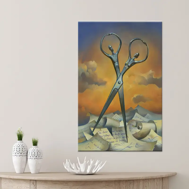 Soyut Gerçeküstü Çift Kanvas: Ev için Zarif Baskılı Sanat