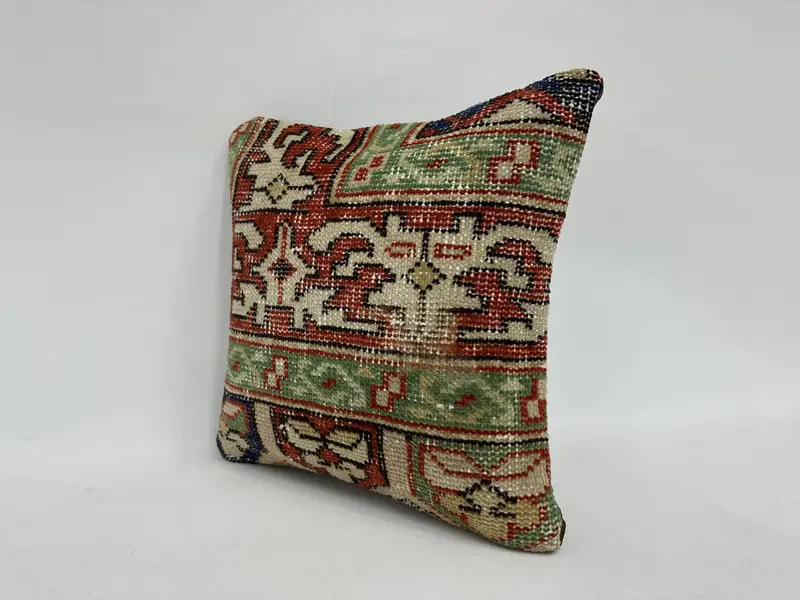 Vintage Kilim Pillow, Lounge Throw Pillow, Cushion Cover, Throw Kilim Pillow, Muted Pillow Sham, 16x16 Red Pillow, Home Decor Pillow - 4