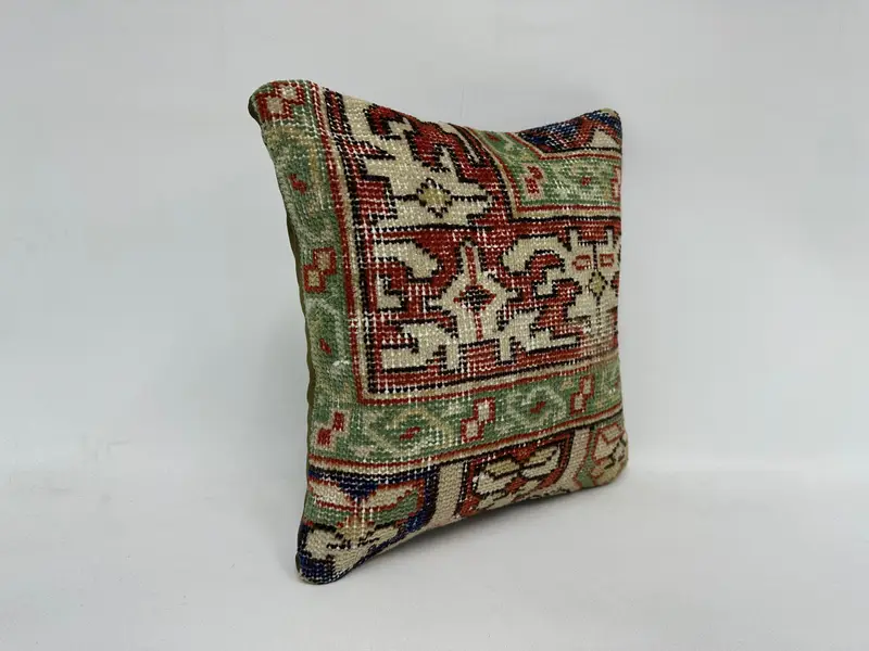 Vintage Kilim Pillow, Lounge Throw Pillow, Cushion Cover, Throw Kilim Pillow, Muted Pillow Sham, 16x16 Red Pillow, Home Decor Pillow - 3
