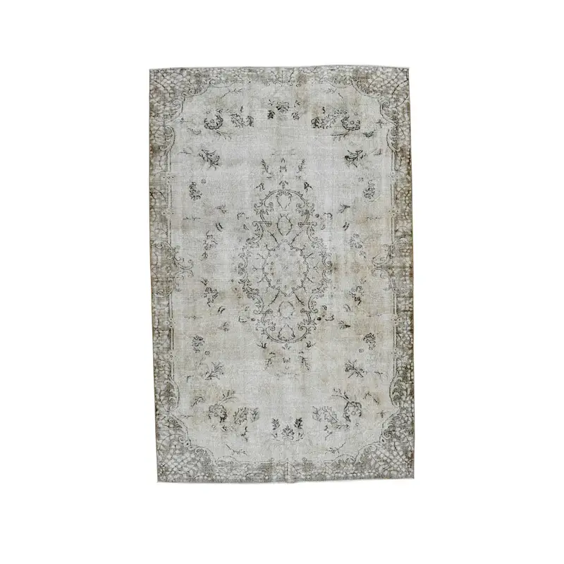 Vintage Türkischer Teppich 6,6x10,5 ft (201x320 cm), Oushak Grauer Wollteppich - 1
