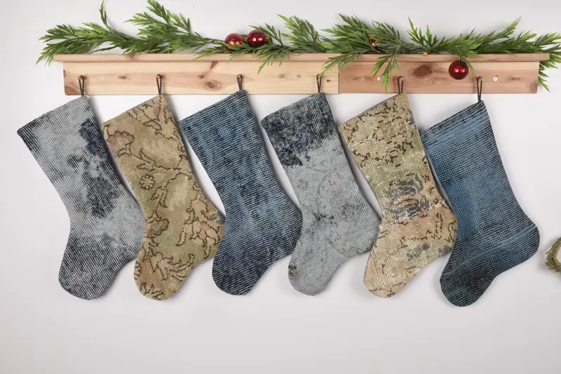 Beige & Brown Christmas Ornaments Stocking, Holiday Decor Stocking
