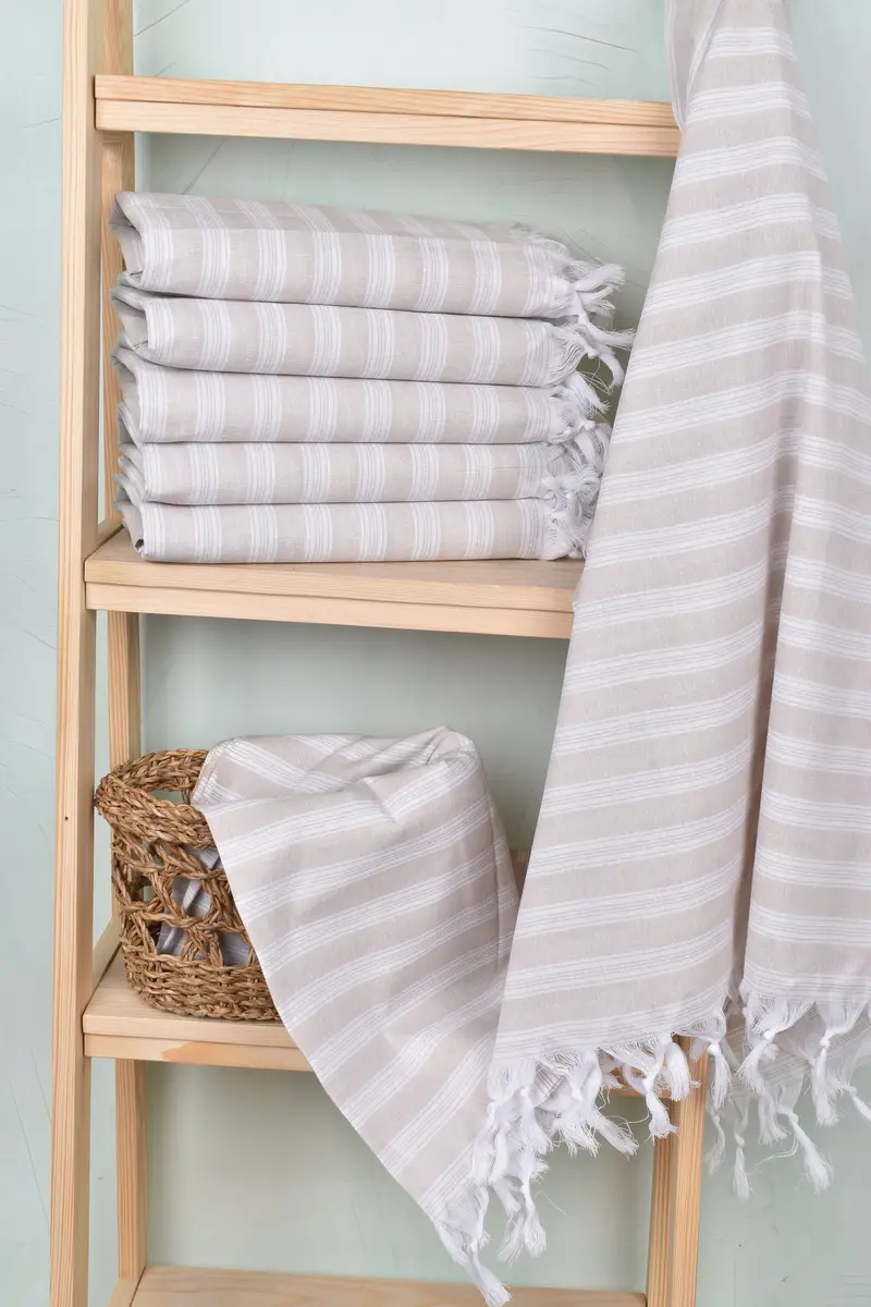 Wedding Favors, Organic cotton peshtemal for spa and beach, Personalized Gifts, 70x40 Cotton Striped Towel, Handmade Gift, Welcome Wedding Gift - 3