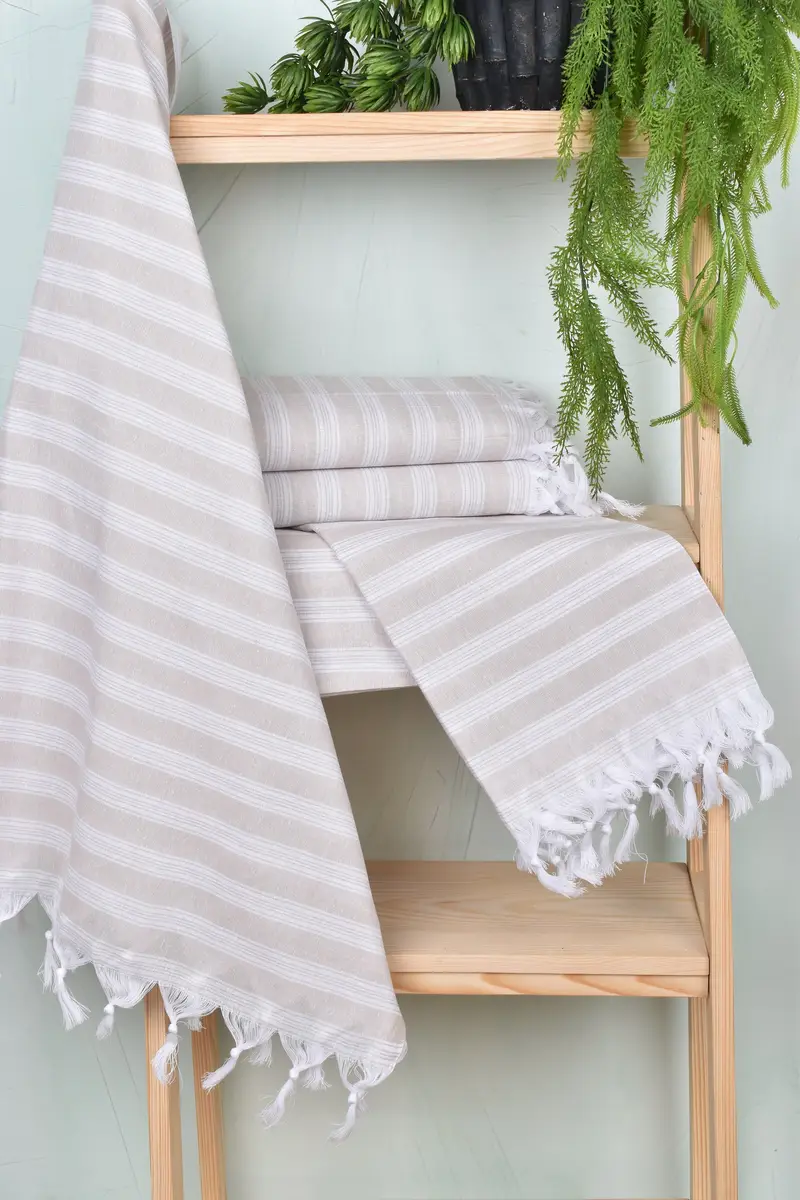 Wedding Favors, Organic cotton peshtemal for spa and beach, Personalized Gifts, 70x40 Cotton Striped Towel, Handmade Gift, Welcome Wedding Gift - 6