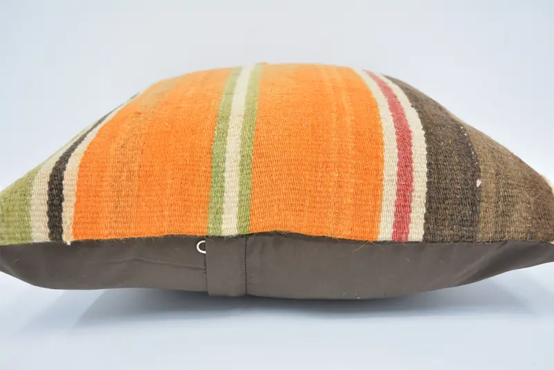Kilim Cushion Sham, Cushion Cover, Vintage Kilim Pillow, Retro Throw Cushion Cover, 16x16 Orange Pillow Cover, Pillow for Couch - 5