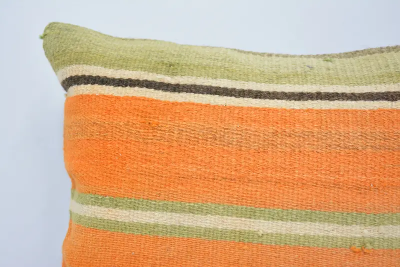 Kilim Cushion Sham, Cushion Cover, Vintage Kilim Pillow, Retro Throw Cushion Cover, 16x16 Orange Pillow Cover, Pillow for Couch - 2