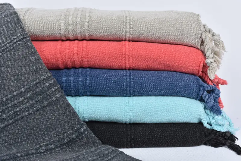 Beach Towel Personalized Turkish Cotton Blue Stripes, 67x36 Inches