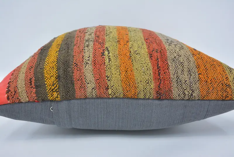 Vintage Pillow, Pillow Sham, Nomadic Pillow Case, Handmade Rug Seat Pillow Case, Antique Pillows, Turkish Kilim Pillow, 18x18 Green Pillow - 5
