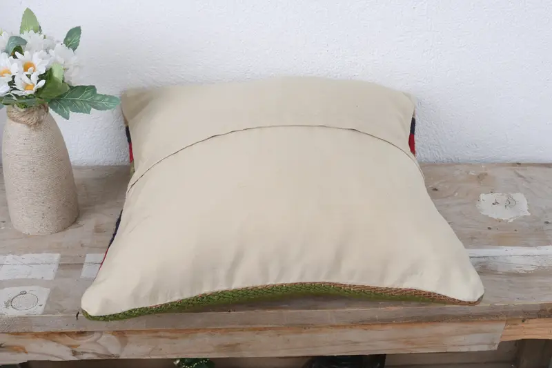 Cushion Case, Knitted Pillow Cover, 14x14 Red Cushion Case, Vintage Pillow, Interior Designer Pillow, Pillow for Sofa, Neutral Pillow Case - 7