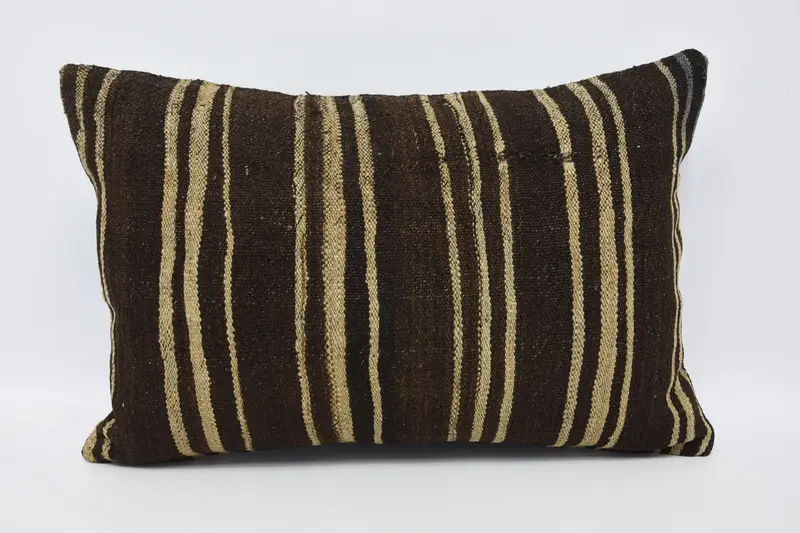 16x24 Black Pillow, Cushion, Sustainable Cushion Case, Turkish Kilim Pillow, Accent Throw Pillow Cover, Boho Pillow Sham Cover, Kilim Cushion Sham - 1