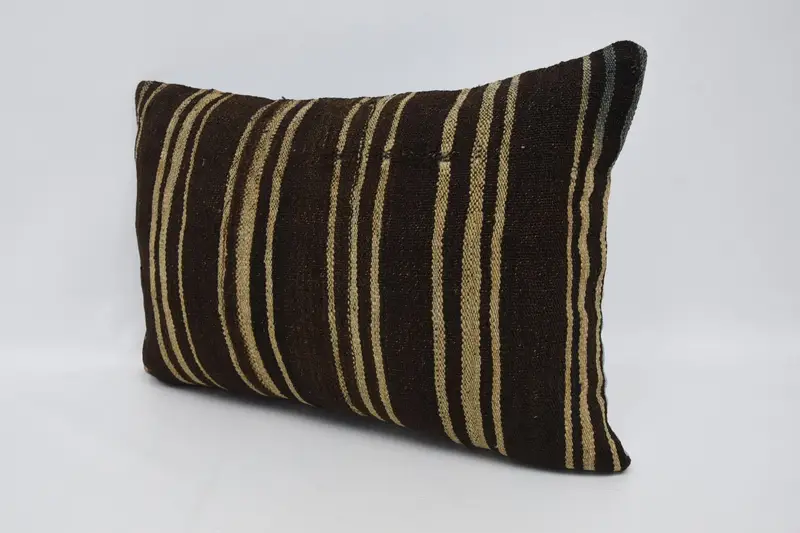 16x24 Black Pillow, Cushion, Sustainable Cushion Case, Turkish Kilim Pillow, Accent Throw Pillow Cover, Boho Pillow Sham Cover, Kilim Cushion Sham - 4