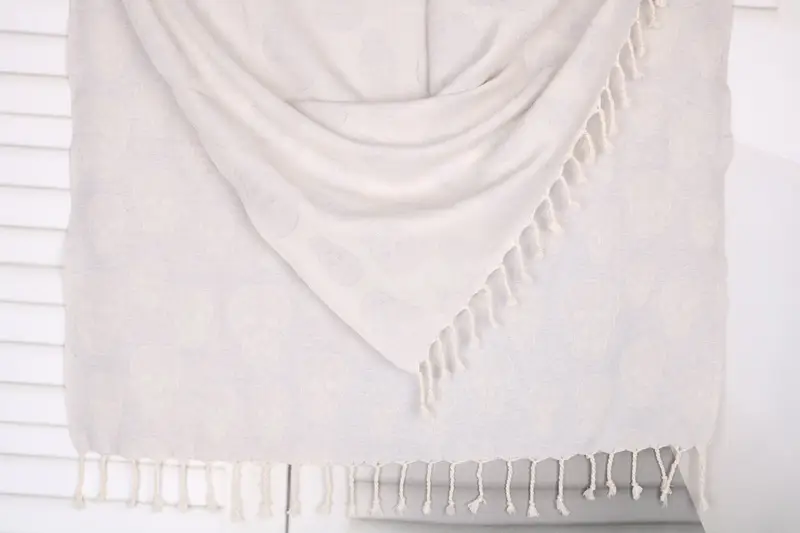 Skull Patterned Personalized Light Gray Cotton Towel, 36x67 Inches