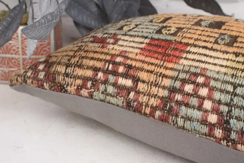Kilim Pillow, Pillow for Couch, Turkish Kilim Pillow, Pattern Throw Pillow Cover, Pillow, 12x20 Red Cushion, Cozy Throw Pillow Sham - 7