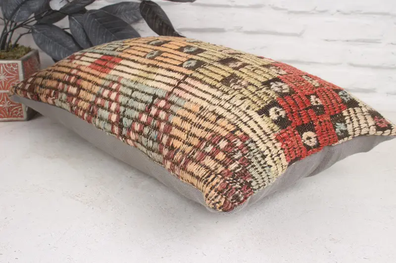 Kilim Pillow, Pillow for Couch, Turkish Kilim Pillow, Pattern Throw Pillow Cover, Pillow, 12x20 Red Cushion, Cozy Throw Pillow Sham - 6