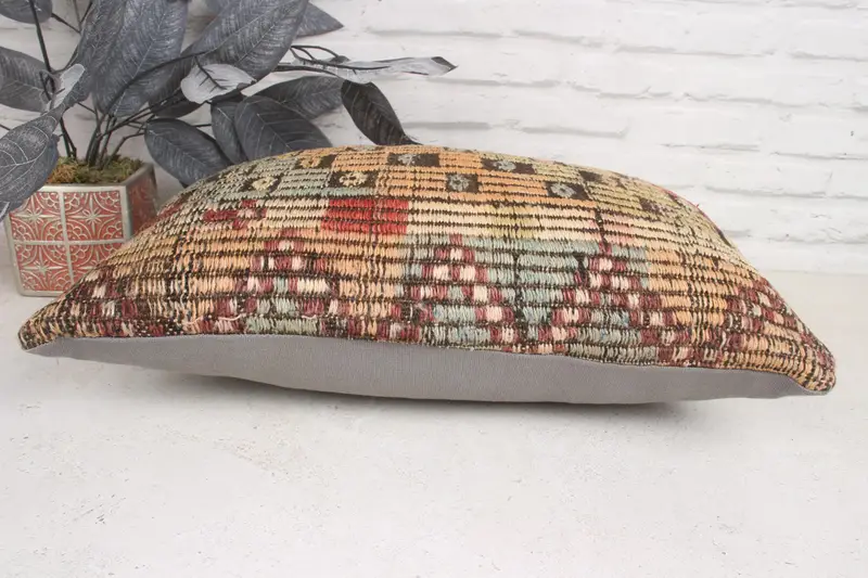 Kilim Pillow, Pillow for Couch, Turkish Kilim Pillow, Pattern Throw Pillow Cover, Pillow, 12x20 Red Cushion, Cozy Throw Pillow Sham - 5