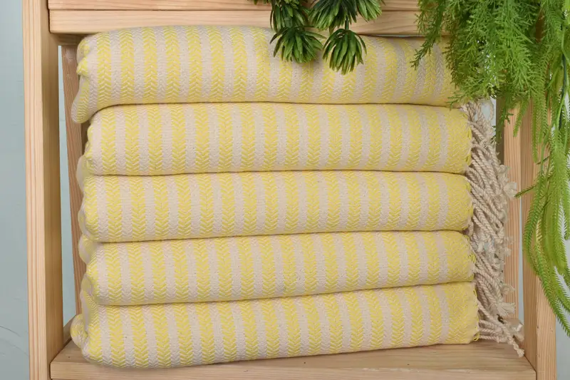 Personalized Dish Towel Chevron Cotton Light Yellow, Beige, 18x40 Inches