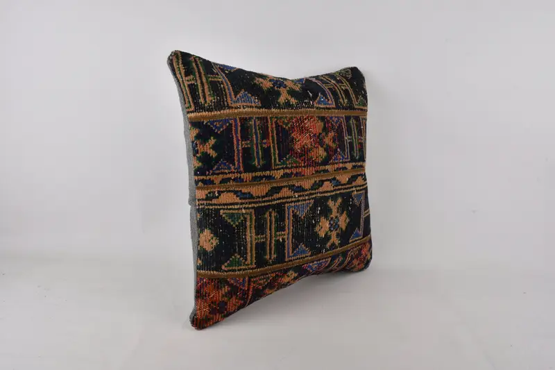 Antique Pillows, Vintage Kilim Pillow, Garden Cushion Cover, Aztec Cushion, 24x24 Blue Pillow, Cushion Cover, Interior Designer Pillow - 2