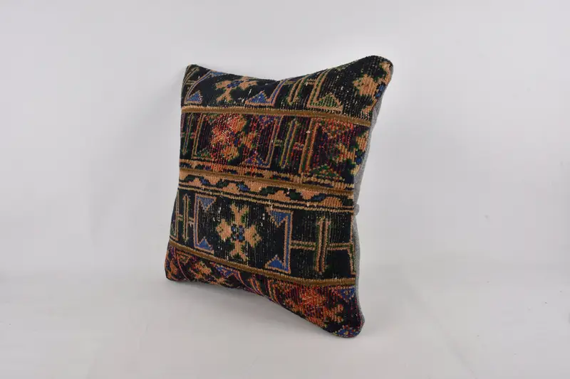Antique Pillows, Vintage Kilim Pillow, Garden Cushion Cover, Aztec Cushion, 24x24 Blue Pillow, Cushion Cover, Interior Designer Pillow - 3