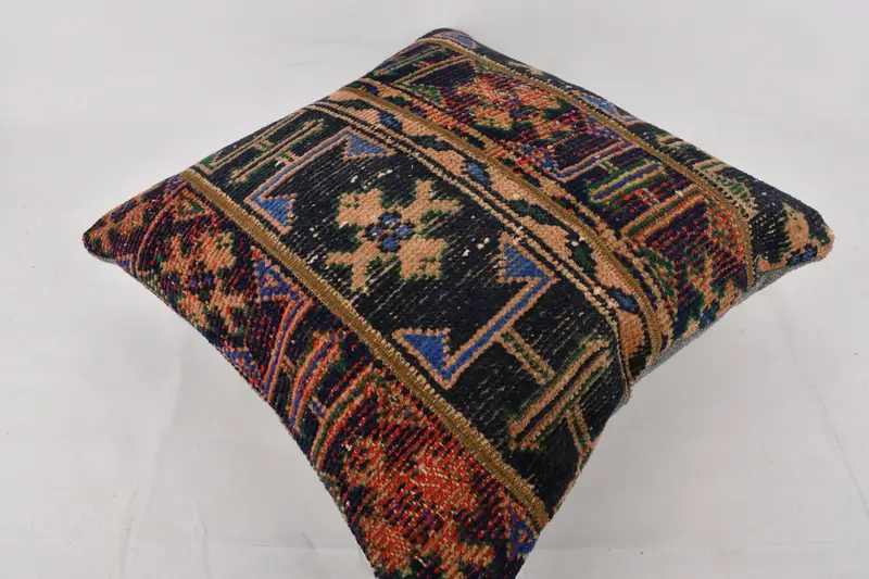 Antique Pillows, Vintage Kilim Pillow, Garden Cushion Cover, Aztec Cushion, 24x24 Blue Pillow, Cushion Cover, Interior Designer Pillow - 6