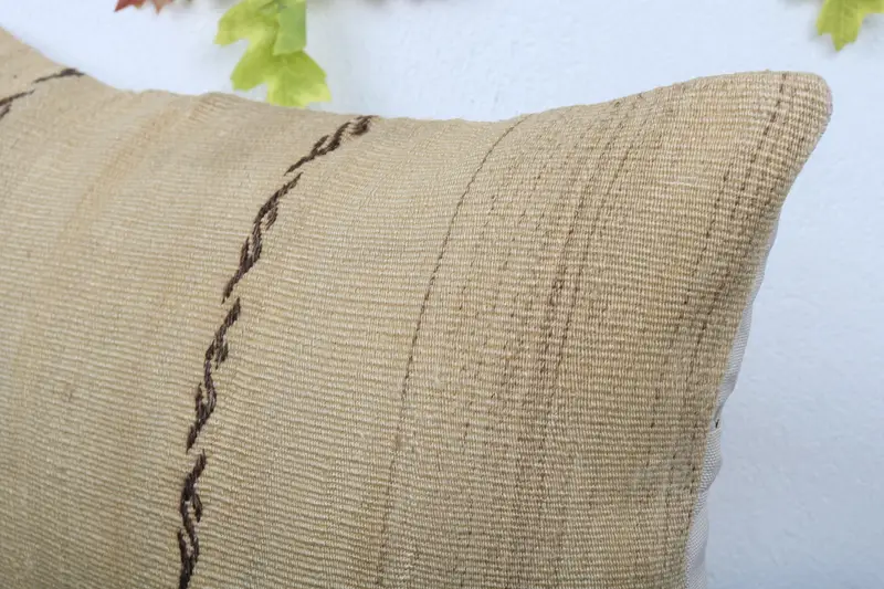 Knitted Cushion, Southwestern Cushion Case, Gift Pillow, Cushion Cover, 16x24 Beige Cushion Cover, Turkish Kilim Pillow, Handmade Kilim Cushion - 5