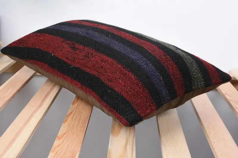 Floor Pillow Sham, Ethnical Kilim Rug Pillow, Vintage Pillow, 12x20 Red Cushion Case, Outdoor Throw Pillow, Kilim Pillow, Pillow Case - 6