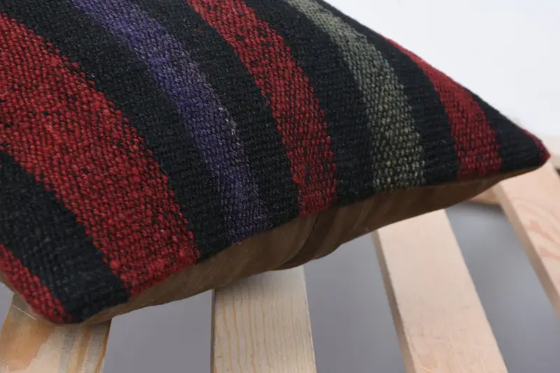 Floor Pillow Sham, Ethnical Kilim Rug Pillow, Vintage Pillow, 12x20 Red Cushion Case, Outdoor Throw Pillow, Kilim Pillow, Pillow Case - 7