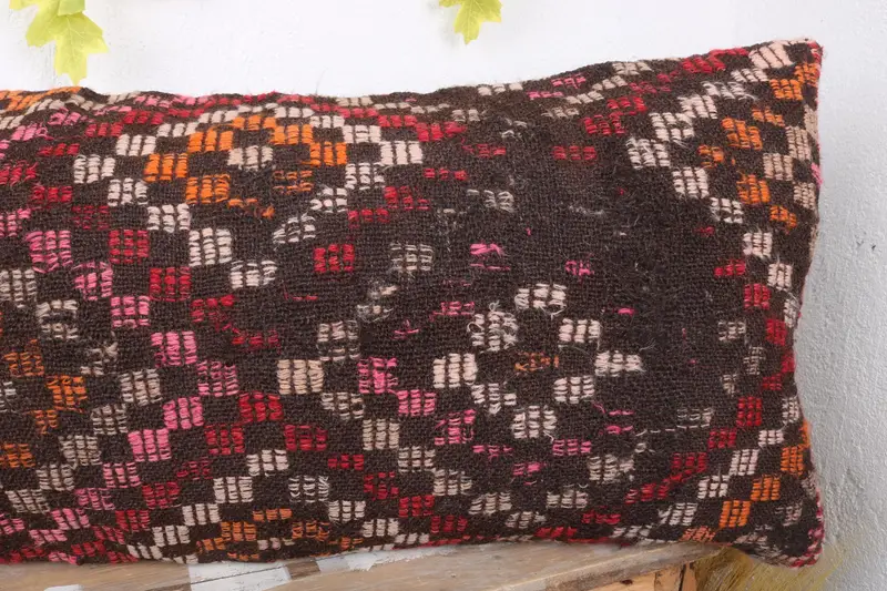 Comfy Throw Pillow Cover, Handmade Kilim Cushion, Cushion Cover, Kilim Pillow, Decorative Bolster Pillow, 16x43 Red Pillow Case, Kilim Pillow Cover - 5