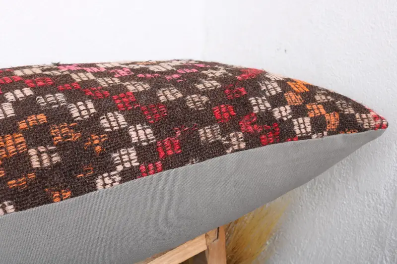 Comfy Throw Pillow Cover, Handmade Kilim Cushion, Cushion Cover, Kilim Pillow, Decorative Bolster Pillow, 16x43 Red Pillow Case, Kilim Pillow Cover - 6