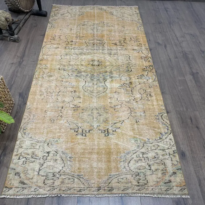 Alfombra a cuadros naranja y verde, decoración vibrante de 3,8 x 8 pies